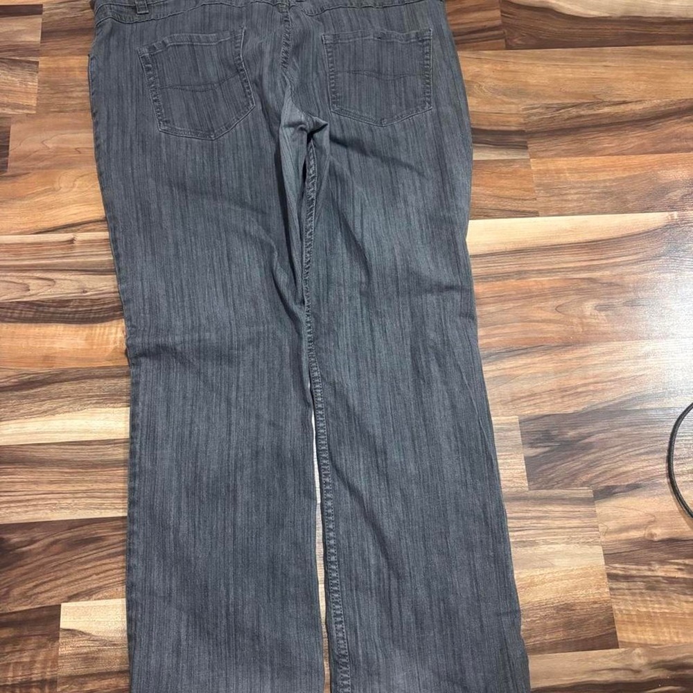 Y2K 2000s Victorious Baggy Gray Denim Jeans with Vertical Pinstripes